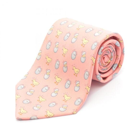 Hermès HERMES Silk Tie for Men Pink Yellow and Gray 7532IA